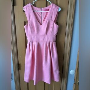 Betsey Johnson Jacquard Pink Floral V-Neck Dress